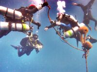 Tec divers with Side Mount shortly before surfacing